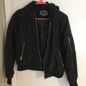 Forever 21 bomber with hoodie